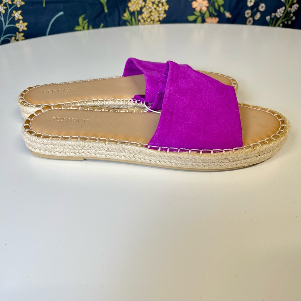 Fuchsia Faux Suede Espadrille Slides Womens Size 9 Summer Sandals NWT - Picture 3 of 7